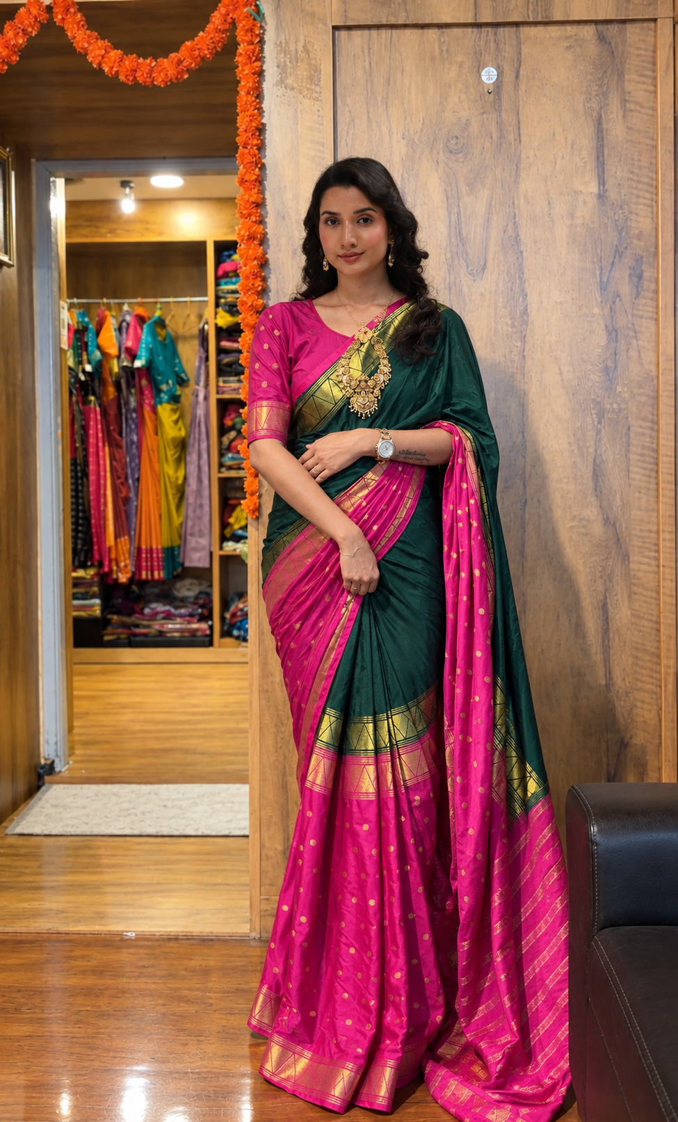 READY-TO-WEAR MYSORE SILK SAREE GOWN-EFFORTLESS PARTY WEAR FOR WOMEN