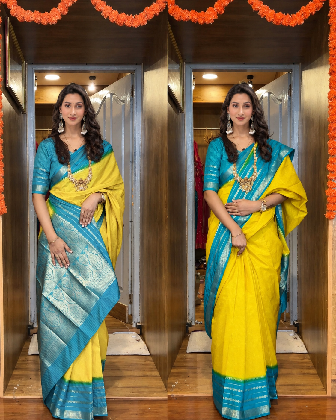 READY-TO-WEAR MYSORE SILK SAREE GOWN-EFFORTLESS PARTY WEAR FOR WOMEN