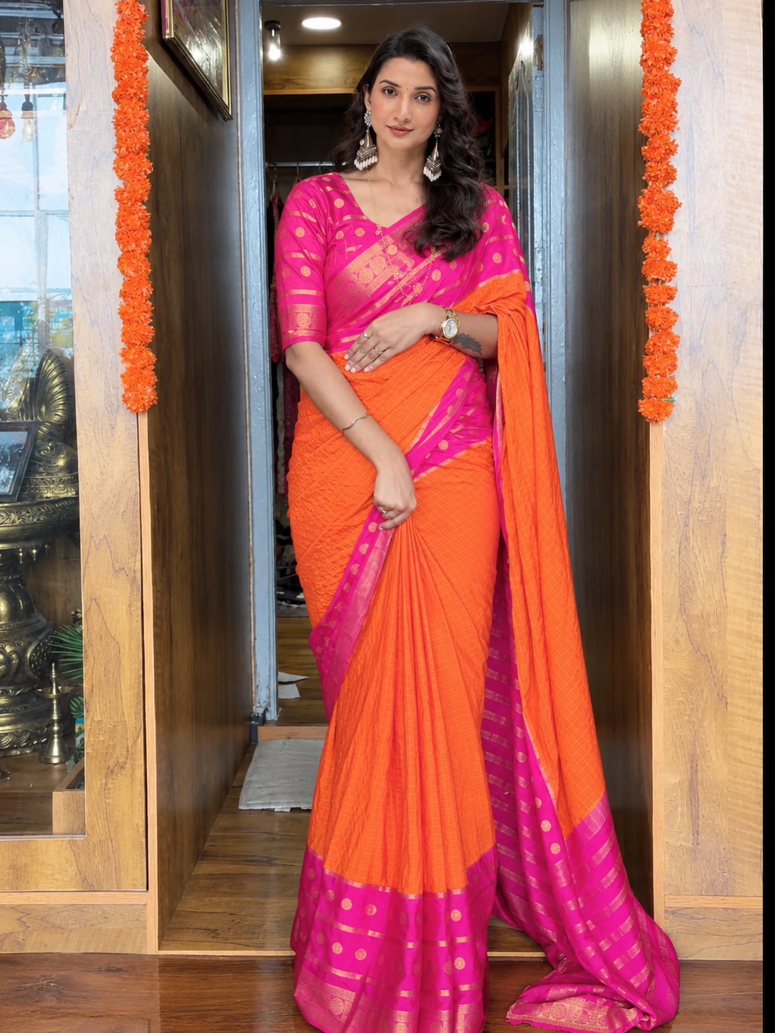 READY-TO-WEAR MYSORE SILK SAREE GOWN-EFFORTLESS PARTY WEAR FOR WOMEN