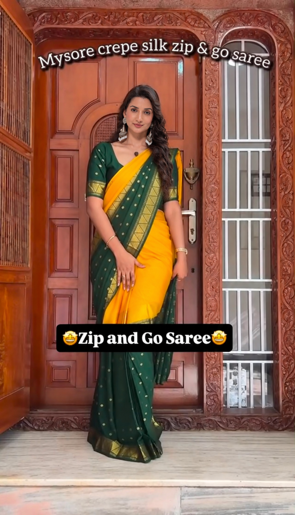 READY-TO-WEAR MYSORE SILK SAREE GOWN-EFFORTLESS PARTY WEAR FOR WOMEN