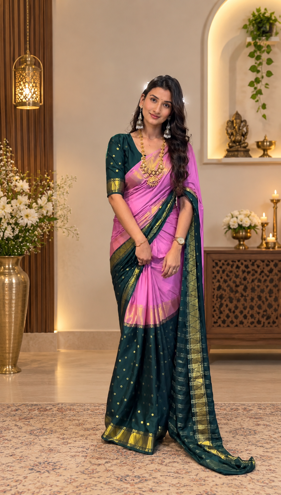 READY-TO-WEAR MYSORE SILK SAREE GOWN-EFFORTLESS PARTY WEAR FOR WOMEN
