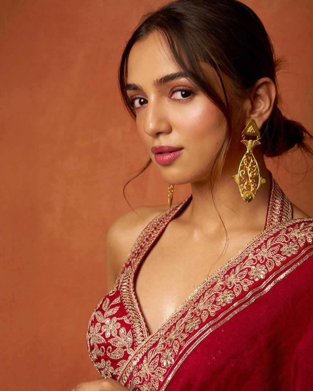 RED SOFT RANGOLI SILK WITH EMBROIDER WORK SAREE