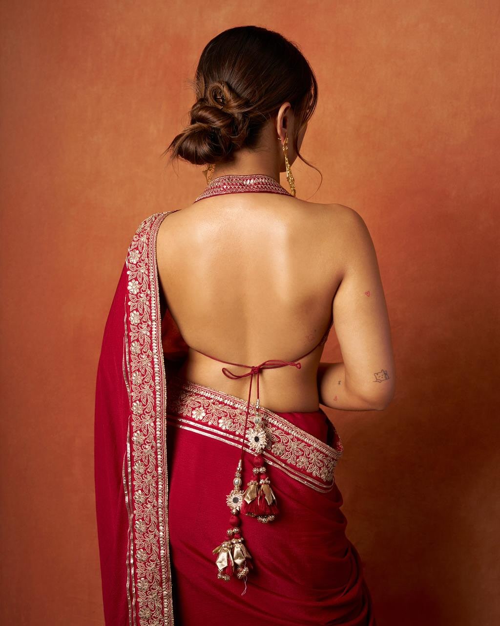 RED SOFT RANGOLI SILK WITH EMBROIDER WORK SAREE