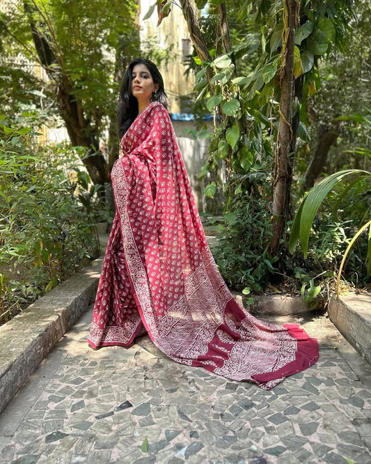 POCKET SAREE WITH READY TO WEAR PURE SOFT MUL MUL COTTON SILK SAREE