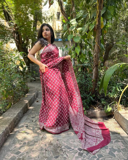 POCKET SAREE WITH READY TO WEAR PURE SOFT MUL MUL COTTON SILK SAREE