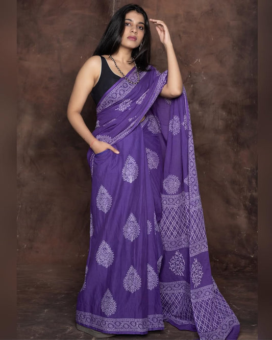 POCKET SAREE WITH READY TO WEAR PURE SOFT MUL MUL COTTON SILK SAREE