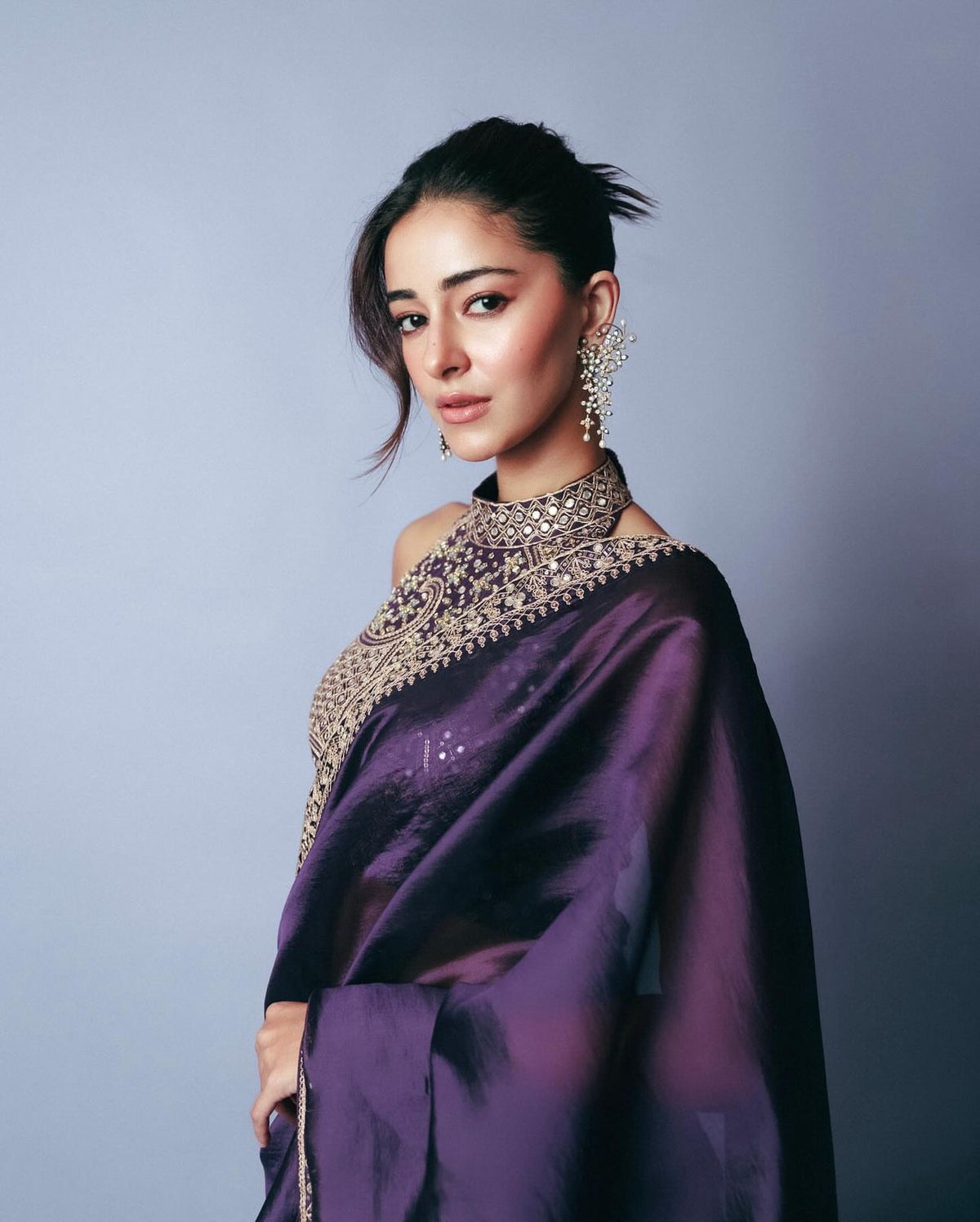 ANANYA INSPIRED PURPLE SAREE WITH THREAD & SEQUIN EMBROIDERY
