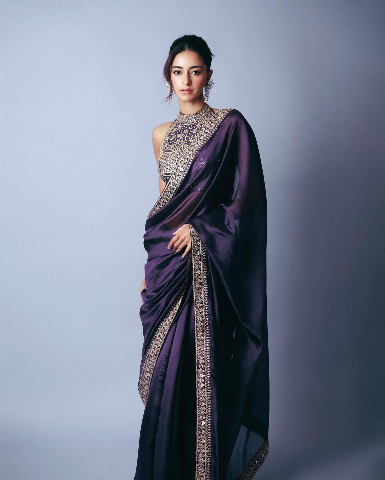 ANANYA INSPIRED PURPLE SAREE WITH THREAD & SEQUIN EMBROIDERY