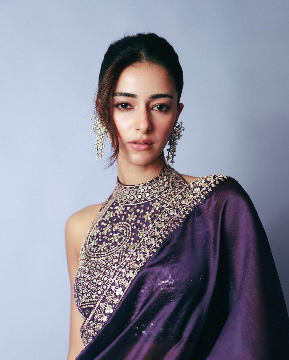 ANANYA INSPIRED PURPLE SAREE WITH THREAD & SEQUIN EMBROIDERY