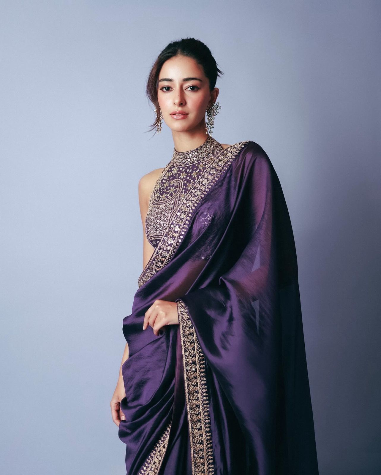 ANANYA INSPIRED PURPLE SAREE WITH THREAD & SEQUIN EMBROIDERY