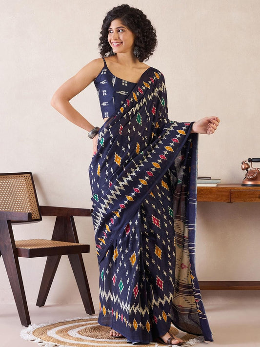 POCKET SAREE WITH READY TO WEAR PURE SOFT MUL MUL COTTON SILK SAREE