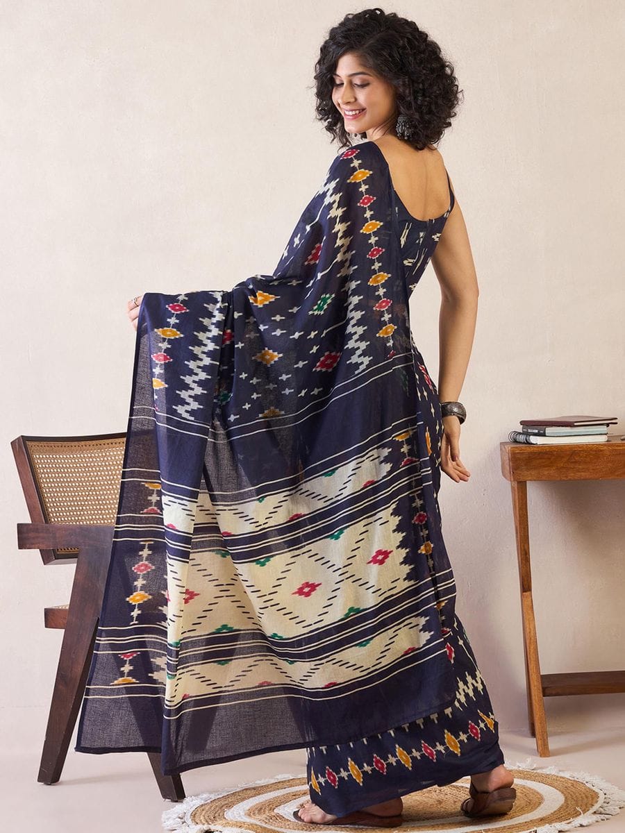 POCKET SAREE WITH READY TO WEAR PURE SOFT MUL MUL COTTON SILK SAREE