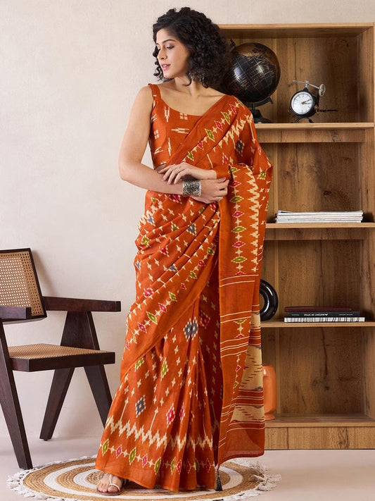 POCKET SAREE WITH READY TO WEAR PURE SOFT MUL MUL COTTON SILK SAREE