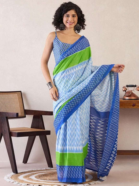POCKET SAREE WITH READY TO WEAR PURE SOFT MUL MUL COTTON SILK SAREE