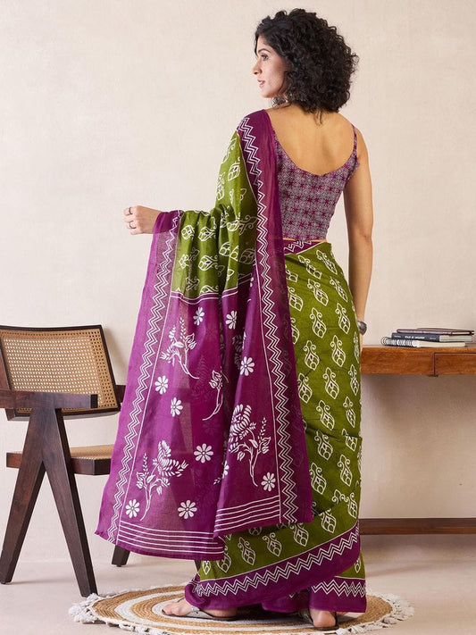 POCKET SAREE WITH READY TO WEAR PURE SOFT MUL MUL COTTON SILK SAREE