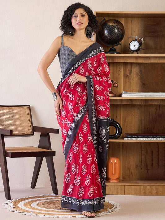 POCKET SAREE WITH READY TO WEAR PURE SOFT MUL MUL COTTON SILK SAREE