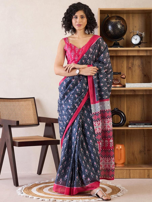 POCKET SAREE WITH READY TO WEAR PURE SOFT MUL MUL COTTON SILK SAREE