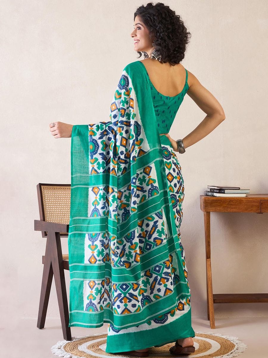 POCKET SAREE WITH READY TO WEAR PURE SOFT MUL MUL COTTON SILK SAREE