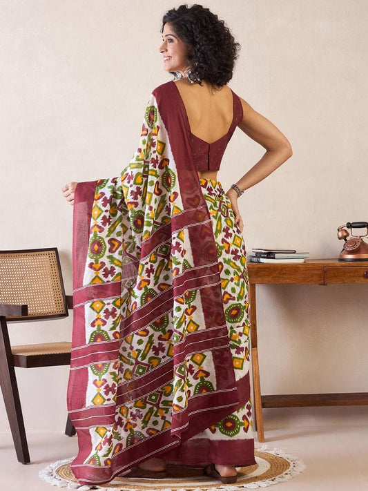 POCKET SAREE WITH READY TO WEAR PURE SOFT MUL MUL COTTON SILK SAREE