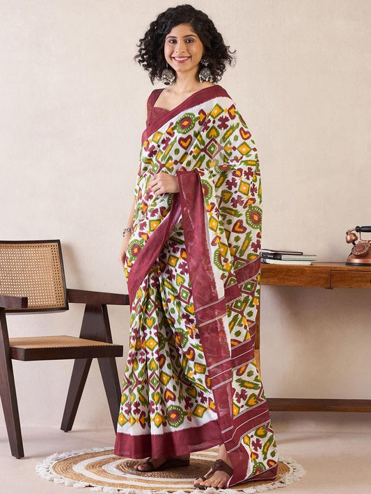 POCKET SAREE WITH READY TO WEAR PURE SOFT MUL MUL COTTON SILK SAREE