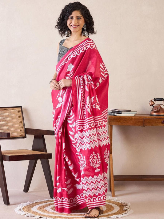 POCKET SAREE WITH READY TO WEAR PURE SOFT MUL MUL COTTON SILK SAREE