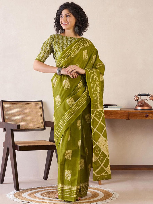 POCKET SAREE WITH READY TO WEAR PURE SOFT MUL MUL COTTON SILK SAREE