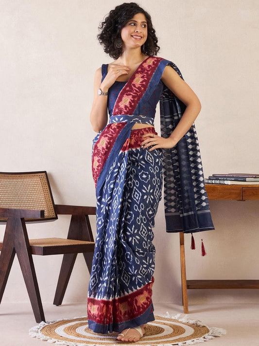 POCKET SAREE WITH READY TO WEAR PURE SOFT MUL MUL COTTON SILK SAREE