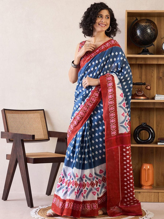 POCKET SAREE WITH READY TO WEAR PURE SOFT MUL MUL COTTON SILK SAREE