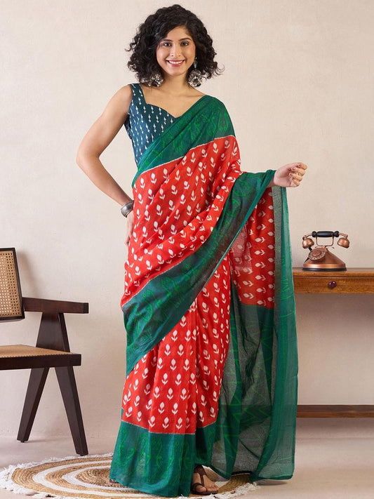 POCKET SAREE WITH READY TO WEAR PURE SOFT MUL MUL COTTON SILK SAREE