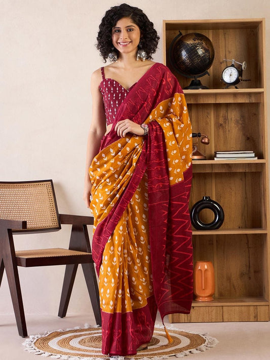 POCKET SAREE WITH READY TO WEAR PURE SOFT MUL MUL COTTON SILK SAREE
