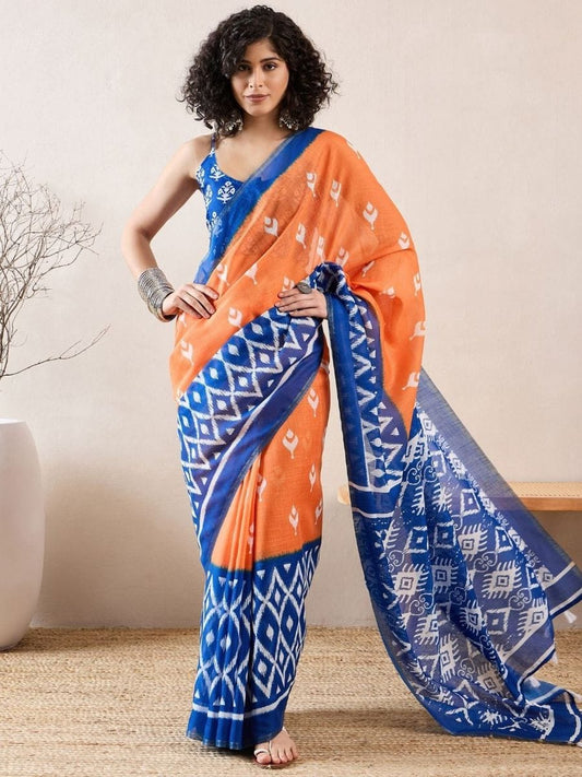 POCKET SAREE WITH READY TO WEAR PURE SOFT MUL MUL COTTON SILK SAREE