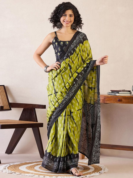 POCKET SAREE WITH READY TO WEAR PURE SOFT MUL MUL COTTON SILK SAREE
