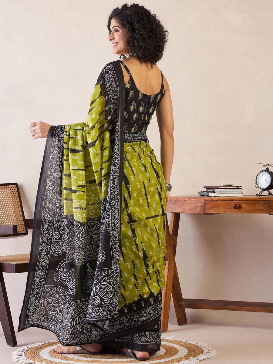 POCKET SAREE WITH READY TO WEAR PURE SOFT MUL MUL COTTON SILK SAREE