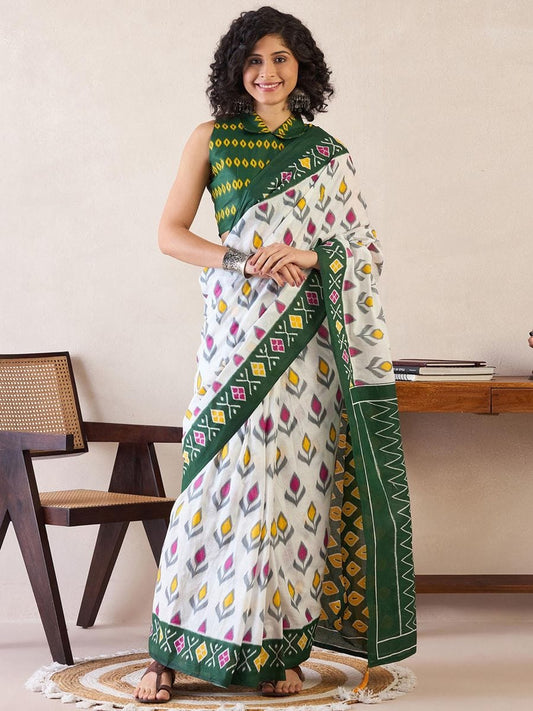 POCKET SAREE WITH READY TO WEAR PURE SOFT MUL MUL COTTON SILK SAREE