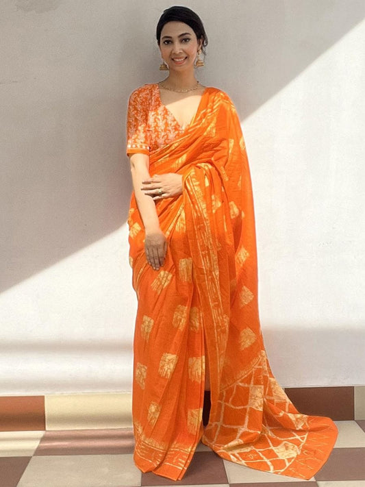 POCKET SAREE WITH READY TO WEAR PURE SOFT MUL MUL COTTON SILK SAREE