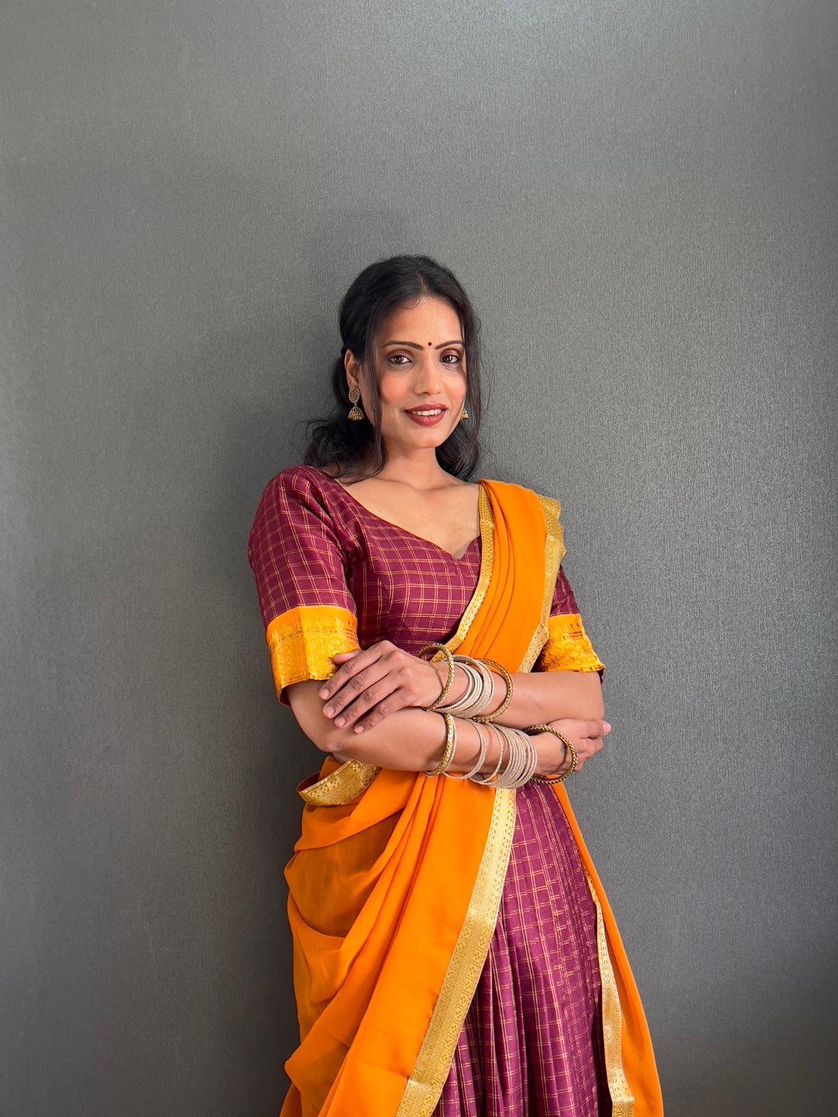 HALF SAREE -SOUTH INDIAN  KACHI STYLE  COTTON SILK