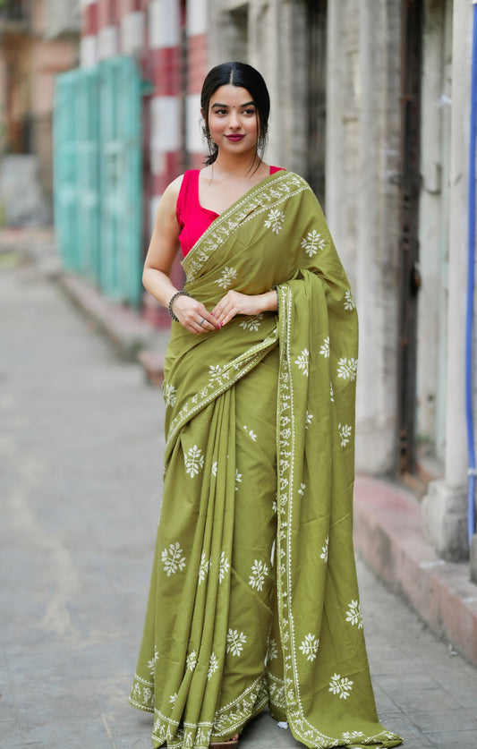 POCKET SAREE WITH READY TO WEAR PURE SOFT MUL MUL COTTON SILK SAREE