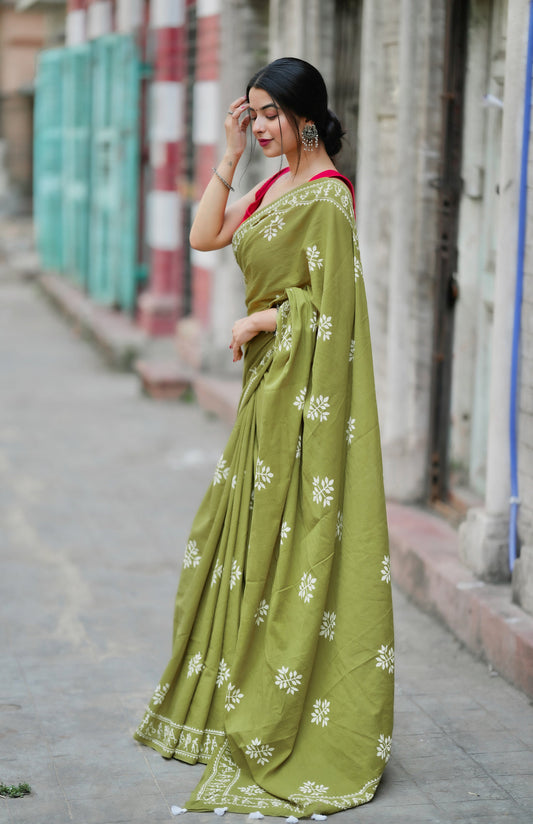 POCKET SAREE WITH READY TO WEAR PURE SOFT MUL MUL COTTON SILK SAREE