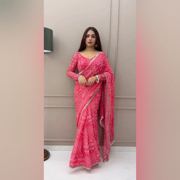 1 MIN READY TO WEAR SAREE IN IMPORTED GEORGETTE WITH HEAVY BLOUSE