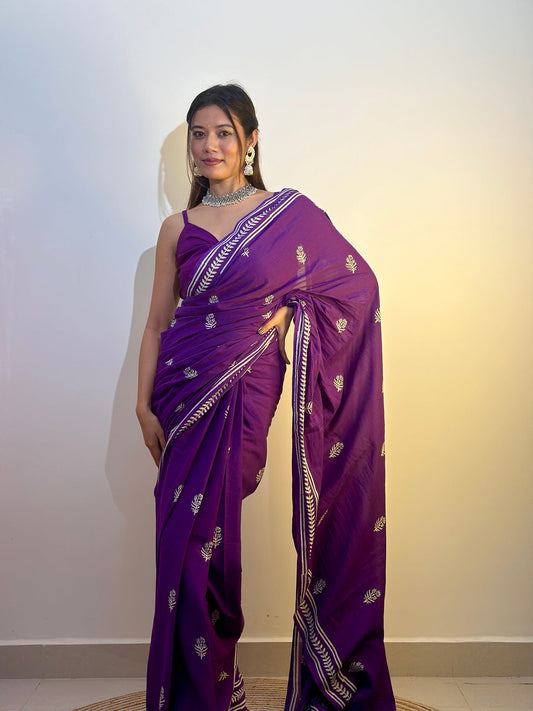 POCKET SAREE WITH READY TO WEAR PURE SOFT MUL MUL COTTON SILK SAREE