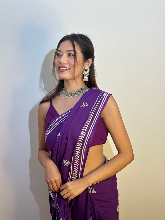 POCKET SAREE WITH READY TO WEAR PURE SOFT MUL MUL COTTON SILK SAREE