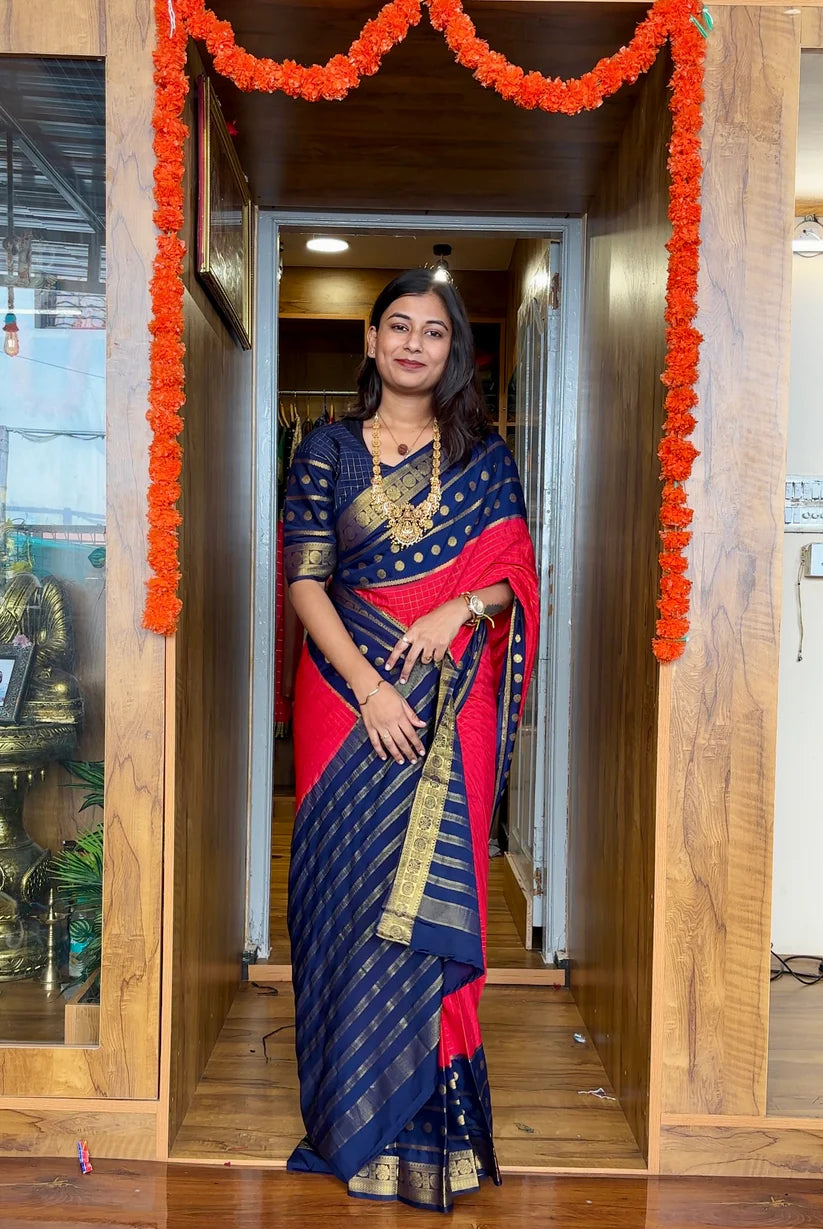 READY-TO-WEAR MYSORE SILK SAREE GOWN-EFFORTLESS PARTY WEAR FOR WOMEN