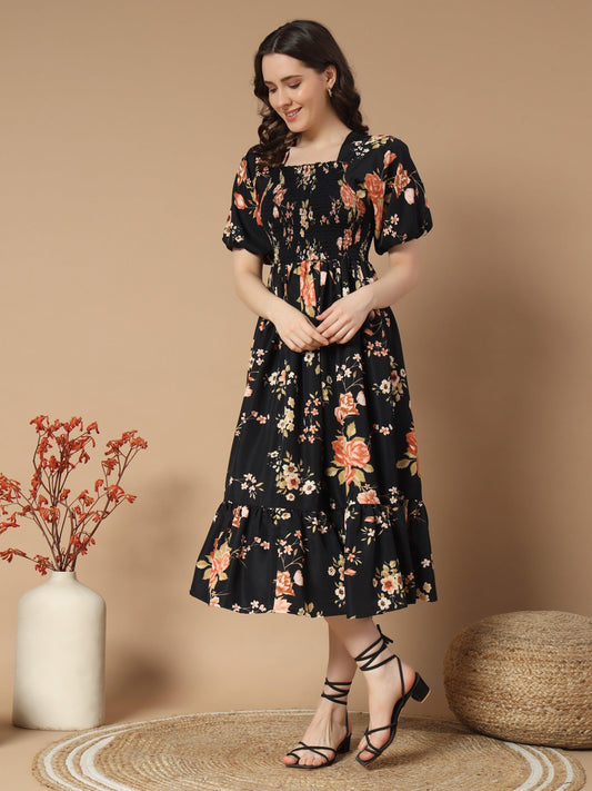 Black and Red Floral Dress