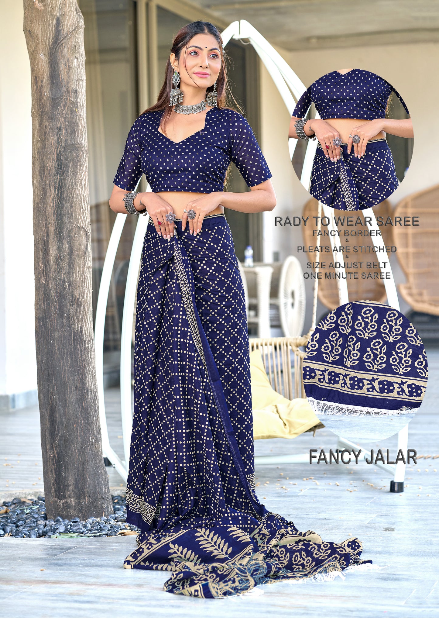 PURE COTTON FANCY BAGRU BLOCK PRINT SAREE