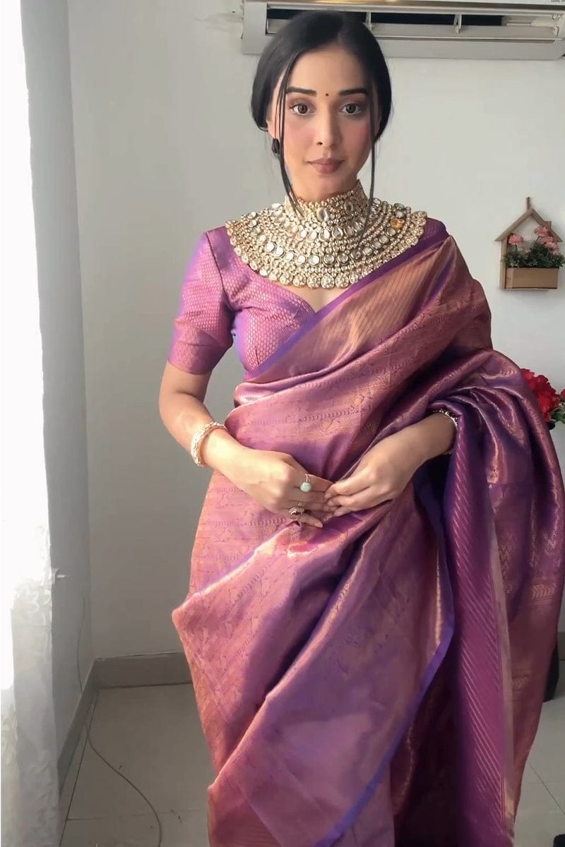 1 MIN READY TO WEAR  SAREE IN KANJIVARAM SILK SAREE WITH BLOUSE