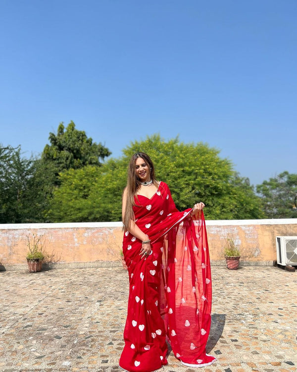 1 MIN READY TO WEAR  SAREE IN IMPORTED GEORGETTE WITH HEAVY BLOUSE