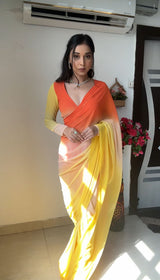 1 MIN READY TO WEAR  SAREE IN IMPORTED GEORGETTE WITH HEAVY BLOUSE