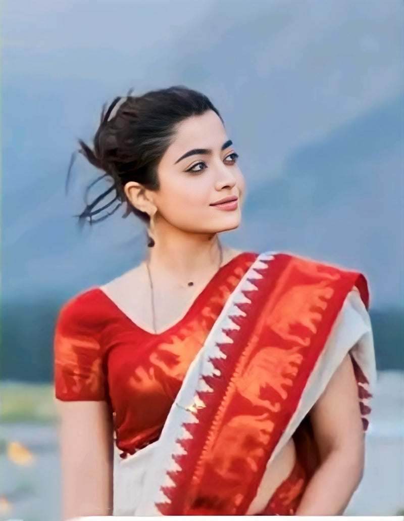 Rashmika Design Soft Silk Saree With Jacquard border