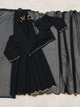 1 MIN READY TO WEAR BLACK GEORGETTE WITH STITCHED BLOUSE