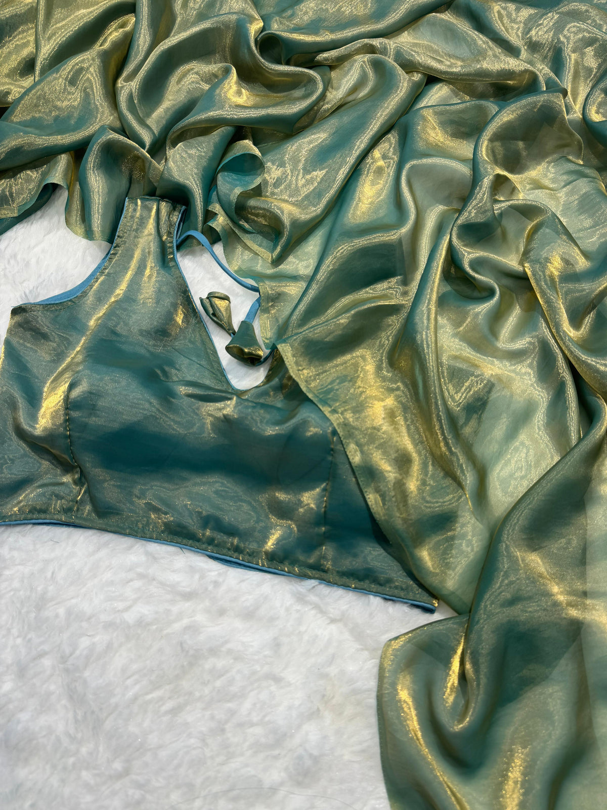 GOLDEN SHADED SOFT SHHINING FABRIC RICH PARTY WEAR SAREE